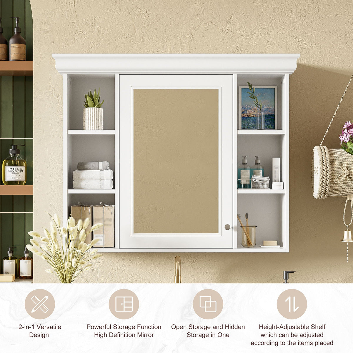 Wall Mounted Bathroom Storage Cabinet With Mirror Door, photo 19 of 40