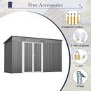 10'x4' Outdoor Metal Storage Shed for Garden Tools Lockable Door With Floor Frame by HouseOfZazla