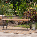 Outdoor Bench With Powder Coated Iron Frame - Teak by HouseOfZazla