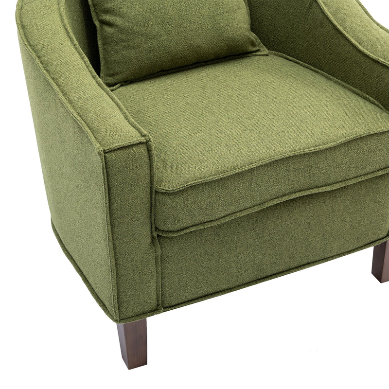 Accent Chair with Ottoman, Mid Century Modern Barrel Chair Upholstered Club Tub Round Arms Chair for Living Room