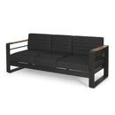 Giovanna 3-Seater Sofa with Aluminum Frame and Water-Repellent Cushions - Black by HouseOfZazla