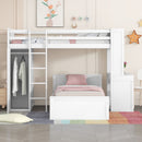 Loft Bed With A Stand Alone Bed, Shelves, Desk, And Wardrobe by HouseOfZazla