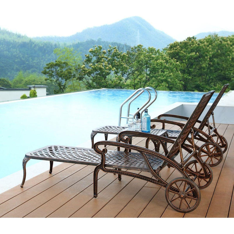 Aluminium Cast lounge chair 2pcs brown