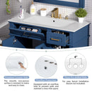 Bathroom Vanity With Ceramic Sink, Soft-Close Doors, 4 Storage Drawers - Blue by HouseOfZazla