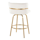 Cinch - Glam / Art Deco Fixed Height Counter Stool With Swivel With Round Footrest (Set of 2)