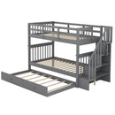 Stairway Bunk Bed With Storage And Guard Rail For Bedroom by Unique Piece Furniture