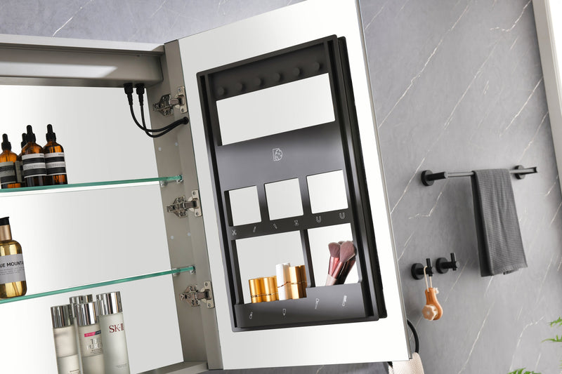 60in. W x 36 in. H LED Large Rectangular Aluminum Alloy Surface Mount Medicine Cabinet with Mirror