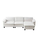 Living Room Sofa Luxury Couch with Ottoman in Soft Chenille Beige