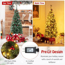 5/6/7/8/9 FT Pre-Lit Artificial Hinged Slim Pencil Christmas Tree by LJGDeals