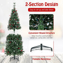 5/6/7/8/9 FT Pre-Lit Artificial Hinged Slim Pencil Christmas Tree by LJGDeals