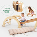 5in1 Montessori Climbing Set: Triangle Ladder + Arch/Rocker + Slide Board/Ramp + Netting rope + Cushion