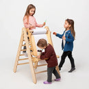 5in1 Montessori Climbing Set: Triangle Ladder, Arch, Slide, Cushion & Art – Beige