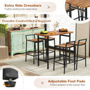 5 Piece Acacia Wood Bar Table Set Bar Height Table and Chairs with Metal Frame and Footrest by LJGDeals