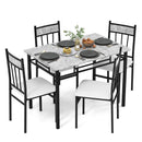 5-Piece Faux Marble Dining Set with Steel Frame by LJGDeals
