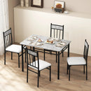 5-Piece Faux Marble Dining Set with Steel Frame by LJGDeals