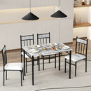 5-Piece Faux Marble Dining Set with Steel Frame by LJGDeals