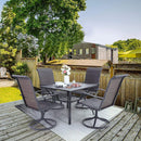 Alora 5-Piece Outdoor Patio Rattan Dining Furniture Set With Swivel Armchairs (91823705)