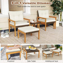5 Piece Rattan Furniture Set with Square Coffee Table-White by LJGDeals