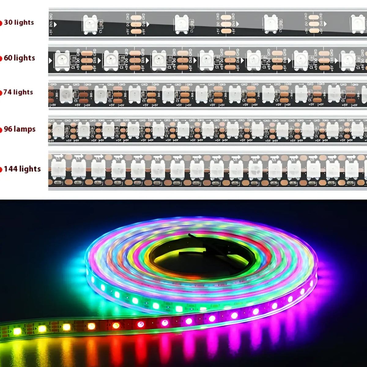 5V Magic LED Strip Lights – Waterproof & Single-Point Control, photo 2 of 6