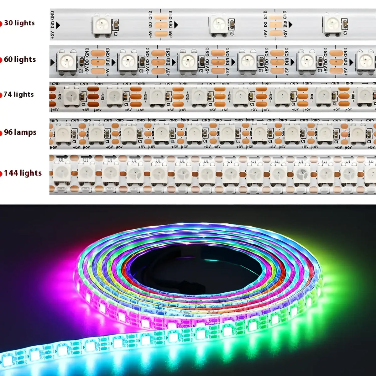 5V Magic LED Strip Lights – Waterproof & Single-Point Control, photo 5 of 6