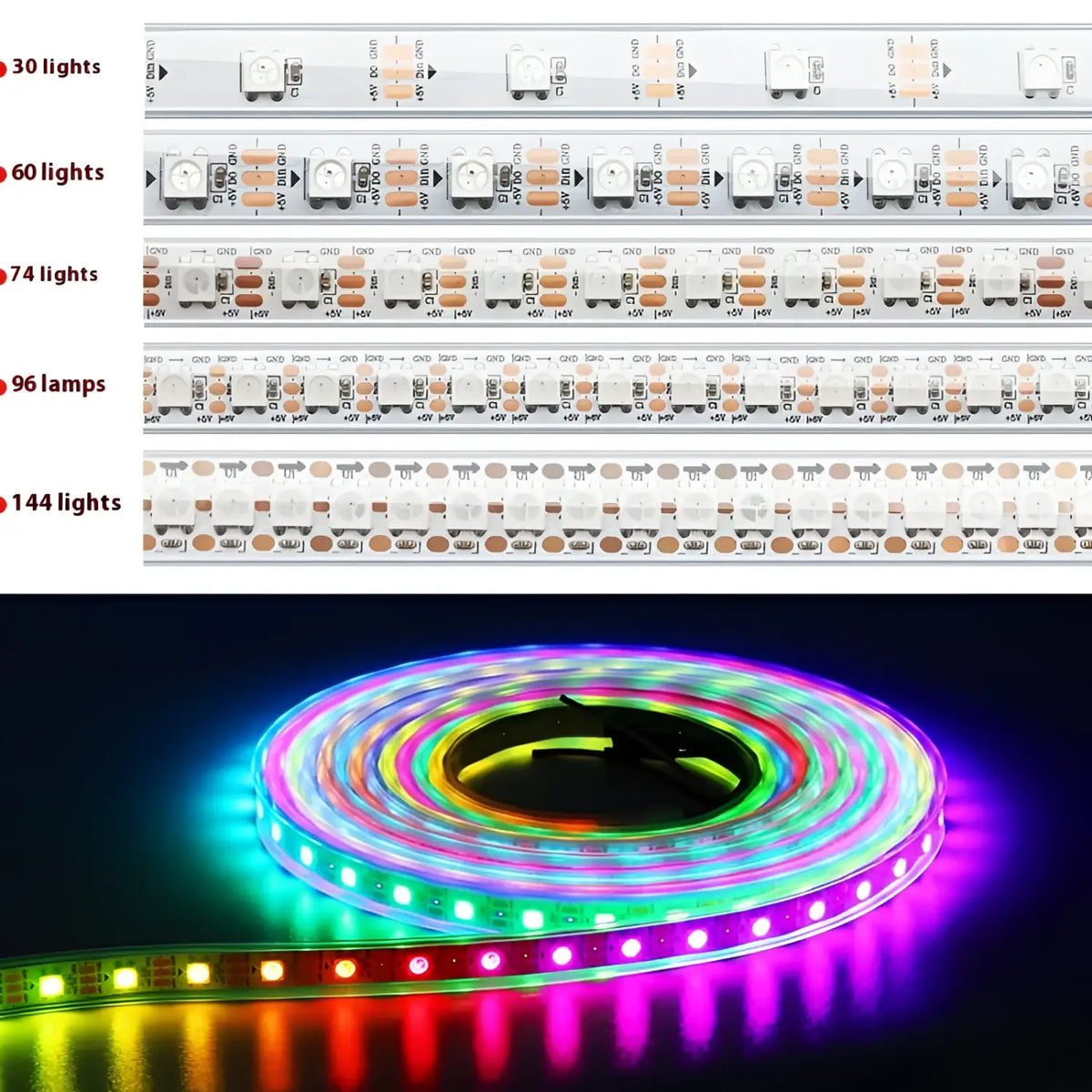 5V Magic LED Strip Lights – Waterproof & Single-Point Control