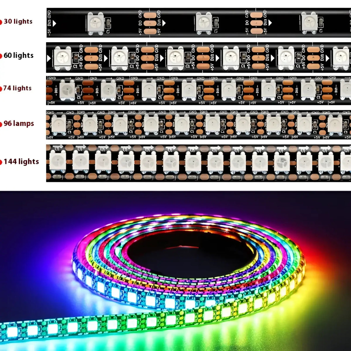 5V Magic LED Strip Lights – Waterproof & Single-Point Control, photo 6 of 6