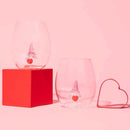 3D Gnome Heart Stemless Wine Glasses by Jersey Art Glass