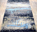 Blue and Gray Contemporary Abstract Hand Tufted Wool Area Rug 5x8