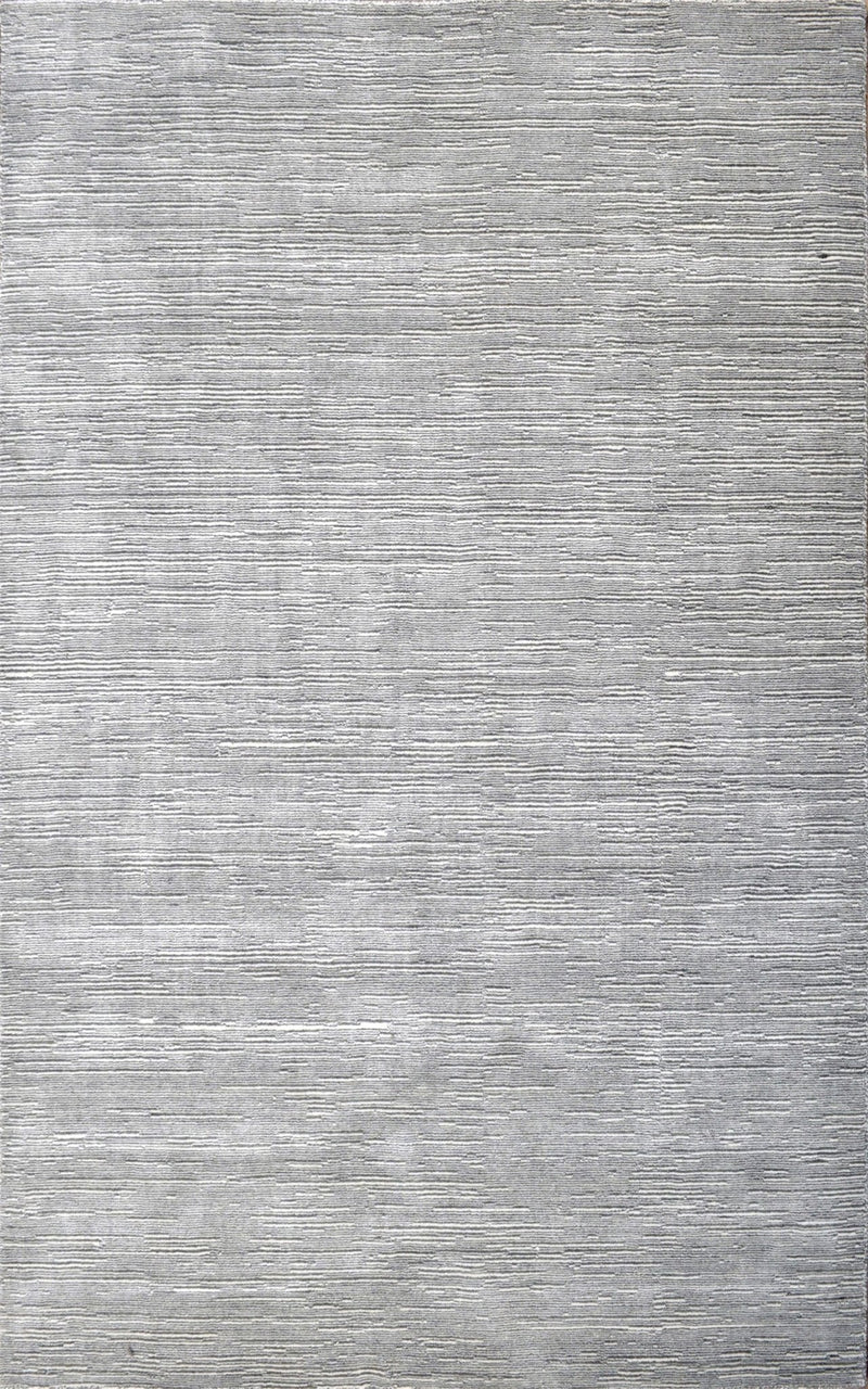 5x8 Solid Silver and White Area Rug | Handmade with Wool & Viscose | TRD1006558