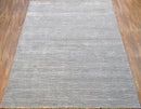 5x8 Solid Silver and White Area Rug | Handmade with Wool & Viscose | TRD1006558