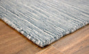 Solid Blue and Silver Hand-Loomed Wool and Viscose Area Rug 5x8 - Luxurious Blend