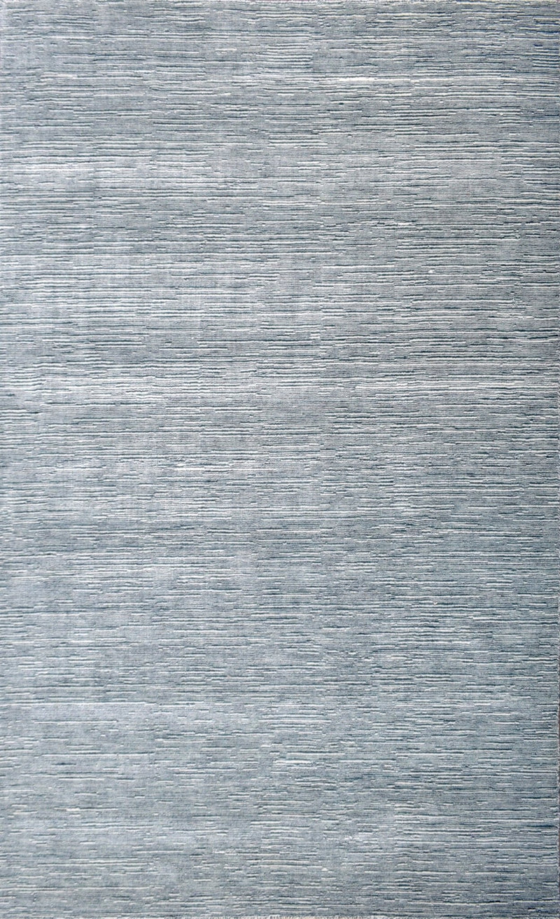 5x8 Solid blue and Silver Area Rug | Handmade with Wool & Viscose | TRD1006858