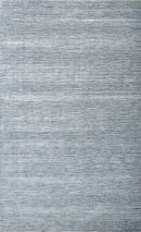 Solid Blue and Silver Hand-Loomed Wool and Viscose Area Rug 5x8 - Luxurious Blend