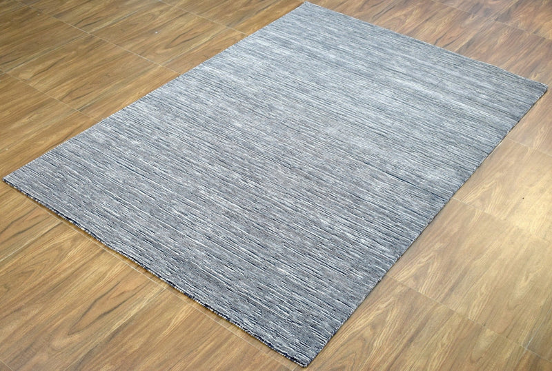 5x8 Solid Gray Rug | Handmade Wool  & Viscose Area Rug | TRD1007158