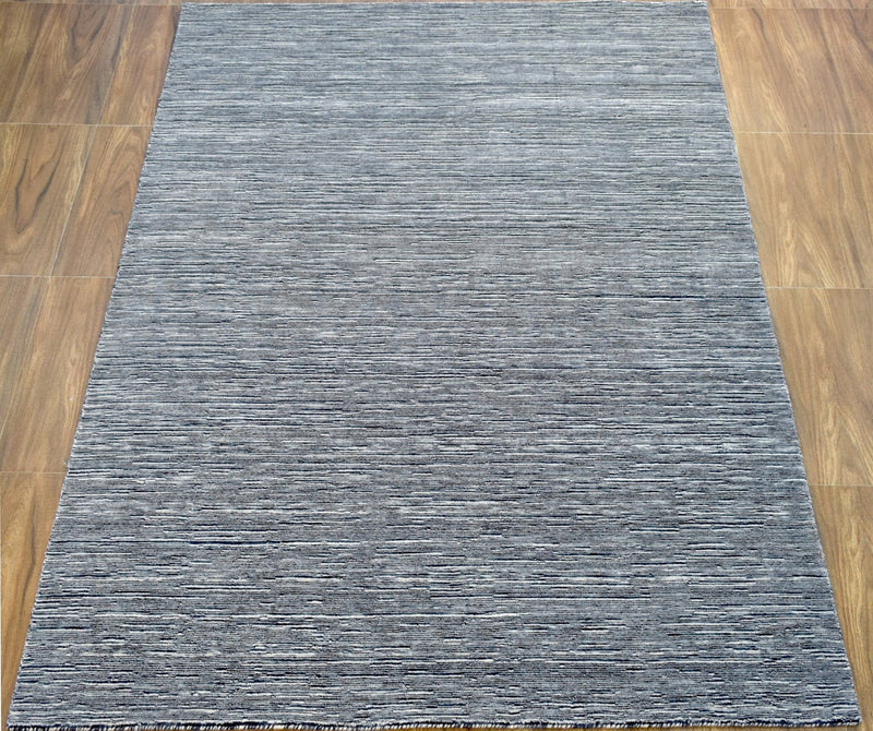 5x8 Solid Gray Rug | Handmade Wool  & Viscose Area Rug | TRD1007158