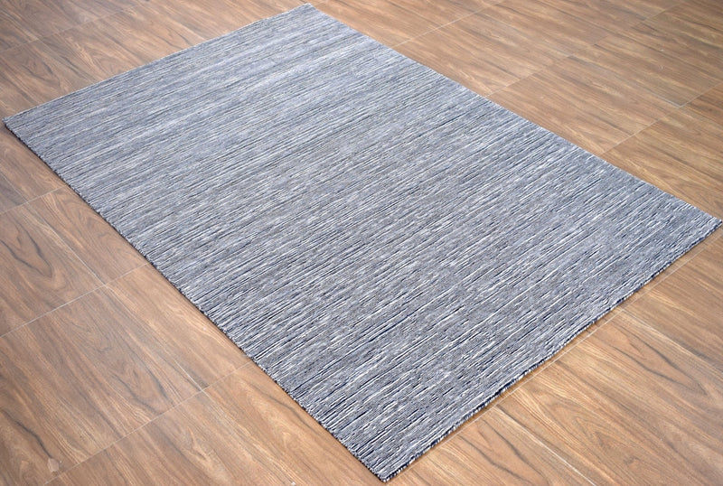 5x8 Solid Gray Rug | Handmade Wool  & Viscose Area Rug | TRD1007158