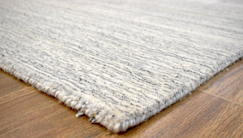 5x8 Solid Beige and Silver Area Rug | Handmade with Wool & Viscose | TRD1007258