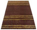 5x7 Brown and Gold Stripes Pattern Hand knotted Wool and Art Silk Area Rug