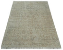 Beige and Brown Traditional Hand Knotted Persian Area Rug 5x7