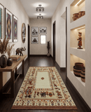 Ivory And Beige Hand Knotted Flatwoven Soumak Wool Area Rug 5x7 Southwestern Gabbeh