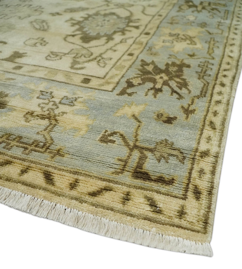 5x7 Hand Knotted Beige, Silver and Brown Traditional oushak Wool Area Rug | N34157