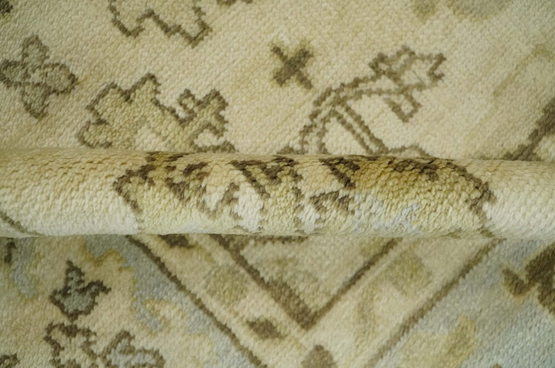 5x7 Hand Knotted Beige, Silver and Brown Traditional oushak Wool Area Rug | N34157