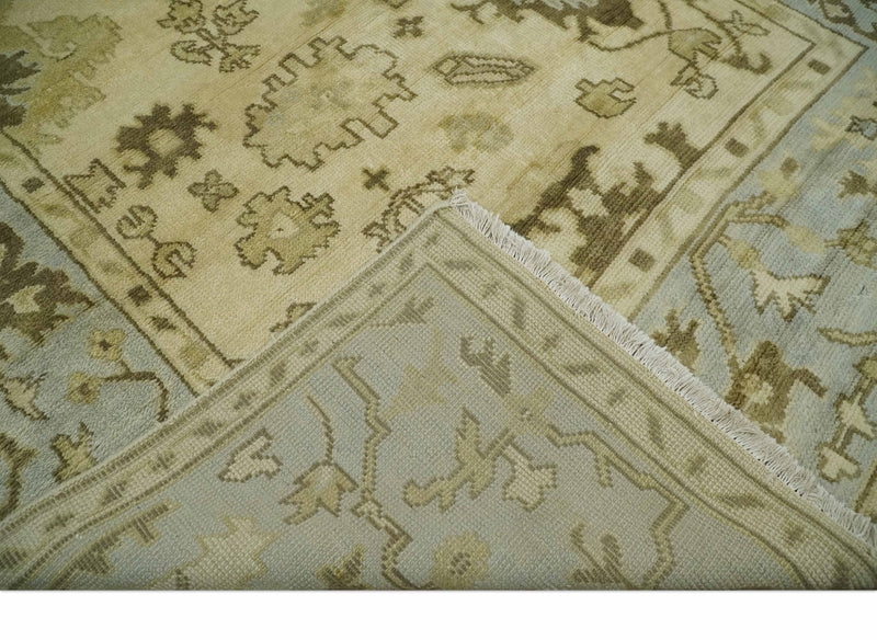 5x7 Hand Knotted Beige, Silver and Brown Traditional oushak Wool Area Rug | N34157