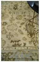 5x7 Hand Knotted Beige, Silver and Brown Traditional oushak Wool Area Rug | N34157