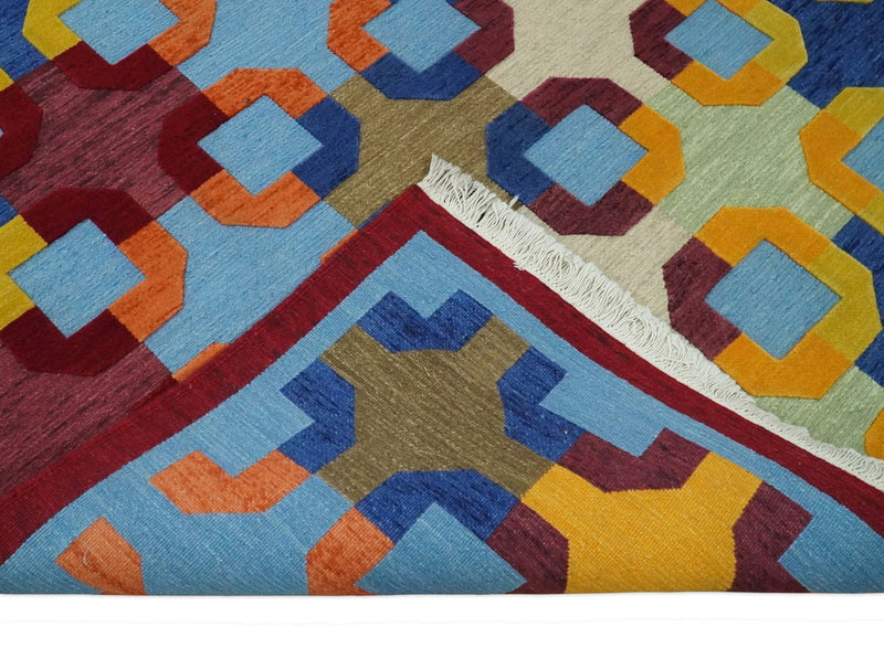 5x7 Multicolor Modern Artistic Wool Hand Woven Southwestern Rug | KNT46