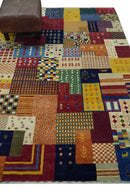 Multicolor Hand Woven Wool Lori Gabbeh Area Rug 5x7 - Southwestern Geometric Shapes