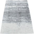 Silver and Gray Modern Abstract Hand Loom Viscose Area Rug 5x7