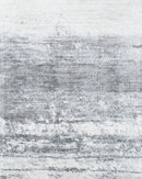 Ready to Ship Silver And Ivory Modern Abstract Hand Loom 5x7.6 Viscose Rug by The Rug Decor