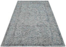 Silver and Gray Transitional Hand Loomed Wool Area Rug - 5x7