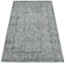Silver and Gray Transitional Hand Loomed Wool Area Rug - 5x7